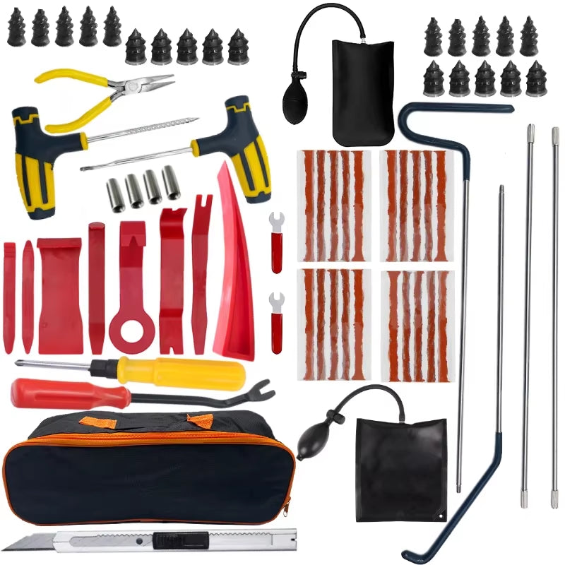 Car Motorcycle Tire Repair Kit Puncture Plug Tools Tyre Puncture Emergency for Tire Strips Stirring Glue Repair Tool Kit