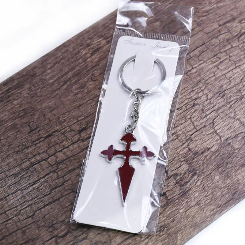 Red Enamel Long Cross Key Chain Christian Jewelry Accessories Gifts