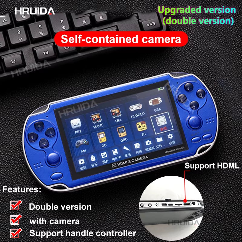 8GB Video Game Console Portable Camera 4.3 Inch Color Screen Handheld Game Player Dual Joystick Game Consoles 10000+ Games