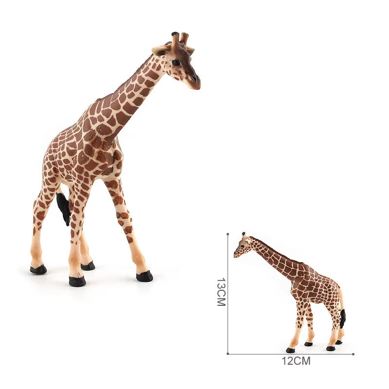 Realistic Giraffe Figurines with Giraffe Cub Safari Animal Model Action Figures Family Playset Educational Toy Cake Toppers Gift