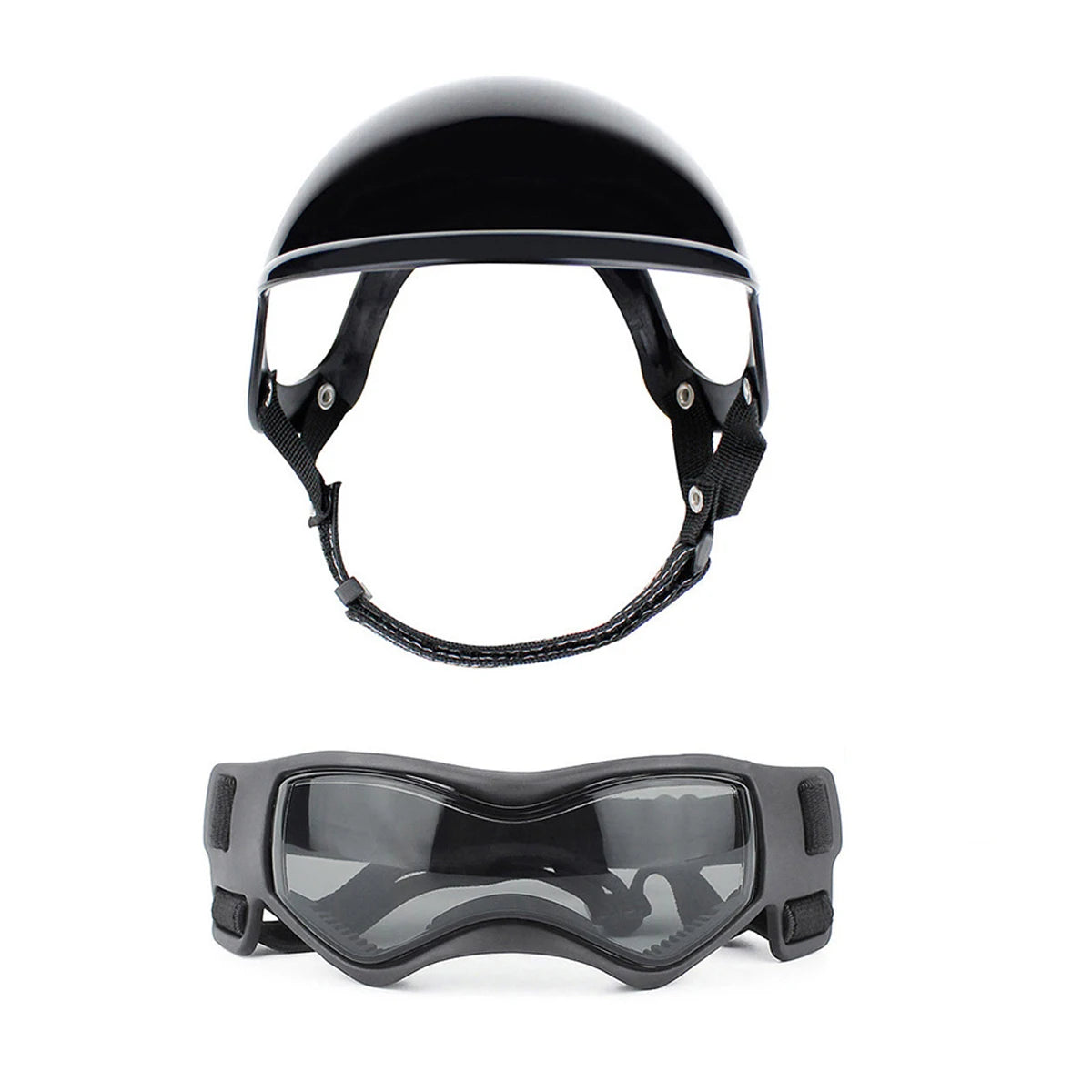 Protective Dog Helmet Goggles Set for Biking, Outdoor Safety Gear - ABS Impact Resistant & Windproof PC Lens