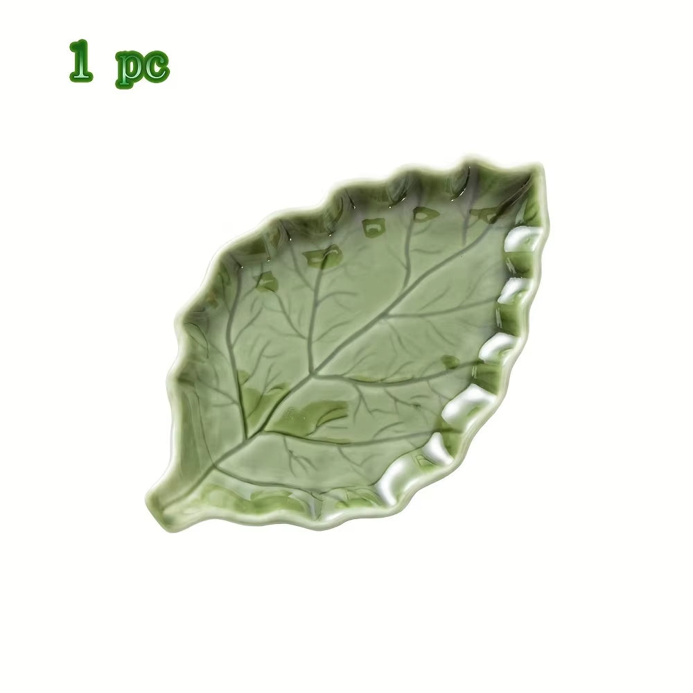 1/2Pcs Cute Green Leaf Spoon Holder for Stove Top Ceramic Cooking Kitchen Utensil Rack Scissors Holder Kitchen Decor Accessories