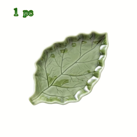 1/2Pcs Cute Green Leaf Spoon Holder for Stove Top Ceramic Cooking Kitchen Utensil Rack Scissors Holder Kitchen Decor Accessories