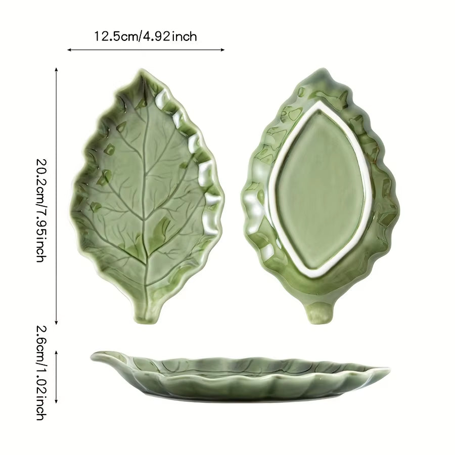1/2Pcs Cute Green Leaf Spoon Holder for Stove Top Ceramic Cooking Kitchen Utensil Rack Scissors Holder Kitchen Decor Accessories