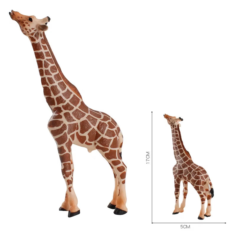 Realistic Giraffe Figurines with Giraffe Cub Safari Animal Model Action Figures Family Playset Educational Toy Cake Toppers Gift