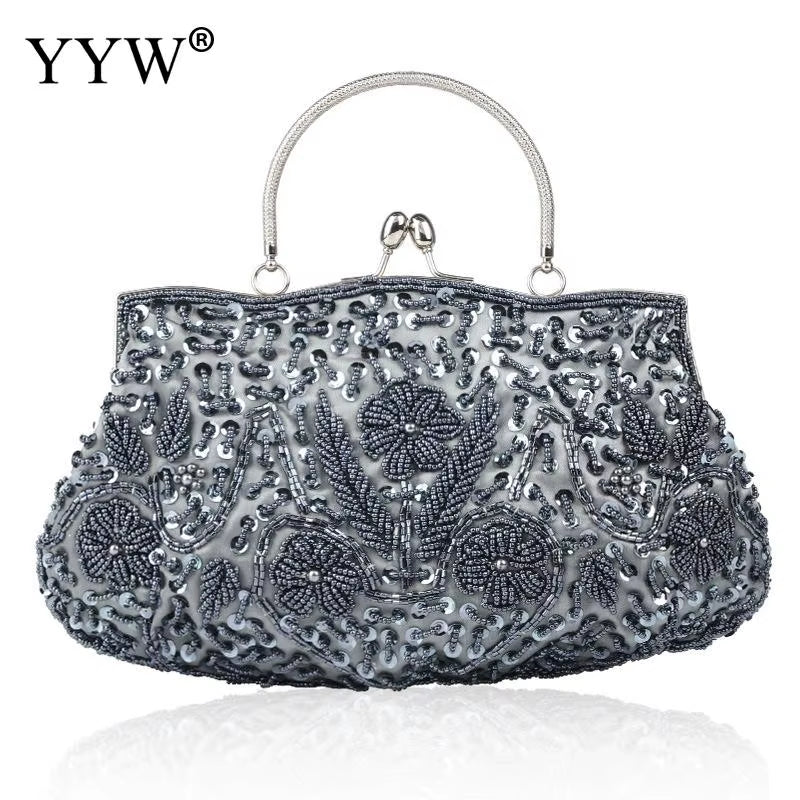 Women Clutch Bags Ladies Beads Evening Bags Wedding Party Bridal Embroidered Handbag Women Solid Retro Small Totes Mini Wallets