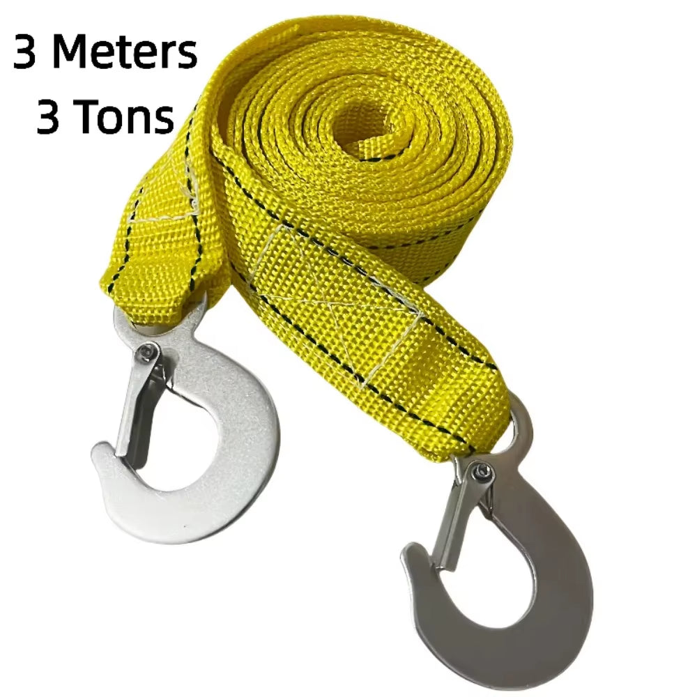 1Pc 4M Car Tow Cable Heavy Duty 5 Ton Trailer Rope Towing Pull Rope Strap Hooks Van Road Recovery Car Accessories