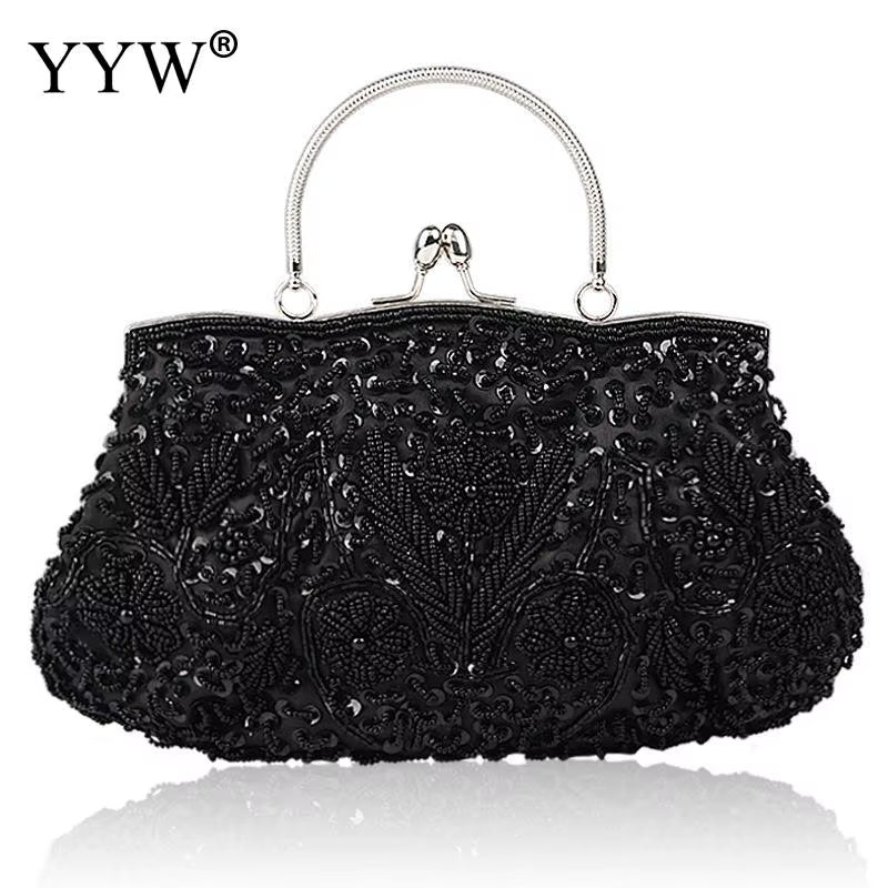 Women Clutch Bags Ladies Beads Evening Bags Wedding Party Bridal Embroidered Handbag Women Solid Retro Small Totes Mini Wallets