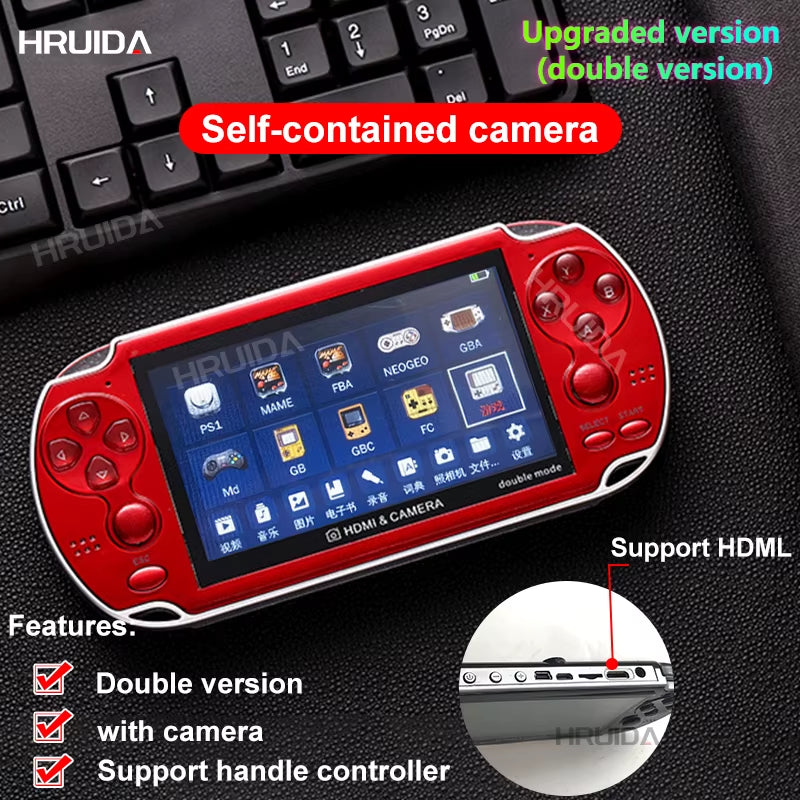 8GB Video Game Console Portable Camera 4.3 Inch Color Screen Handheld Game Player Dual Joystick Game Consoles 10000+ Games
