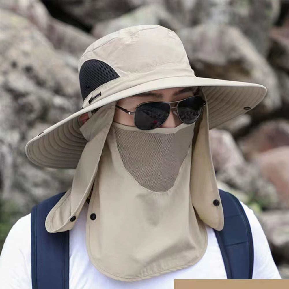Sunshade Hat Big Eave Hat Mask Fishing Hat Outdoor Work Climbing Hiking Caps Sun Protection Detachable Sun Hat Sports Caps
