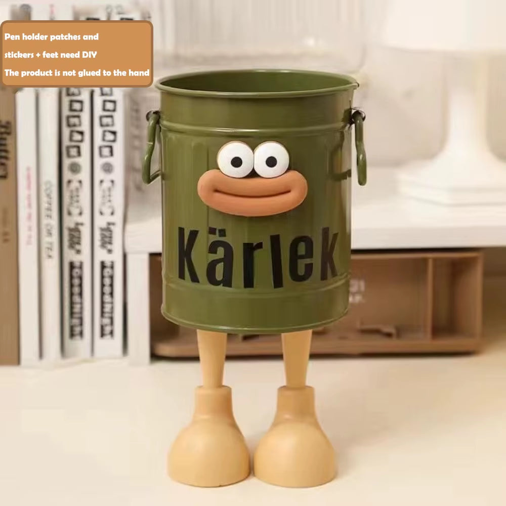 1 Pc Cartoon Pen Holder, Simple Storage Holder, for Office Storage, Desk Storage, Home Study Storage (Random Letter Stickers)