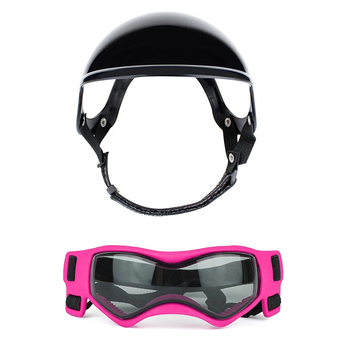 Protective Dog Helmet Goggles Set for Biking, Outdoor Safety Gear - ABS Impact Resistant & Windproof PC Lens