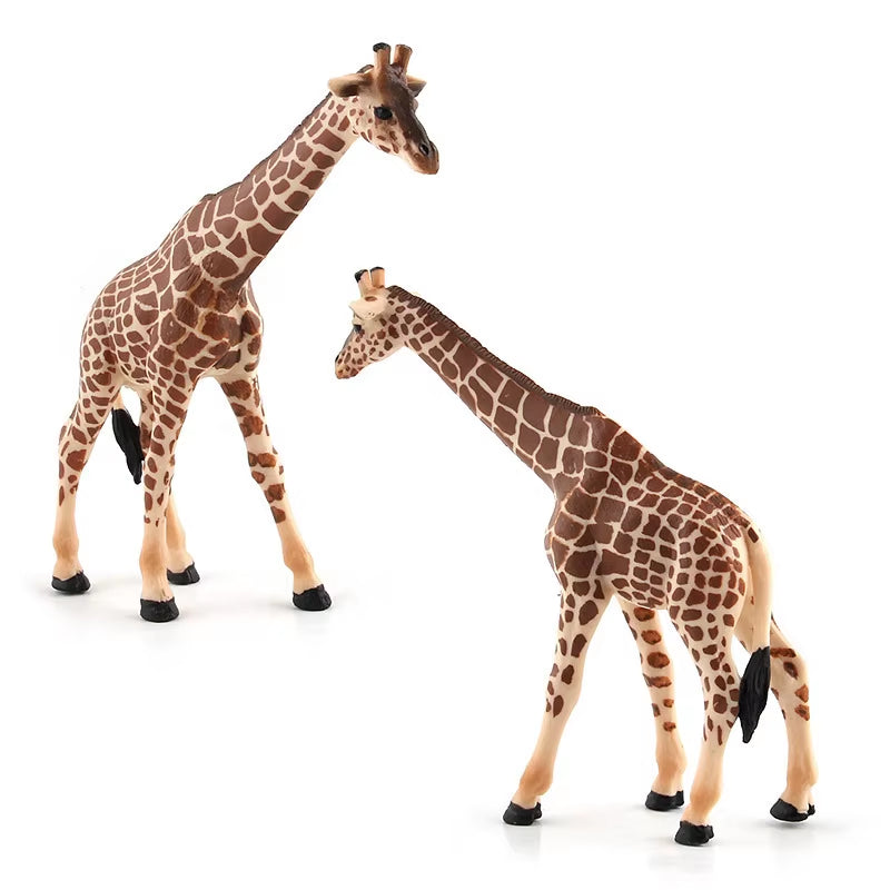 Realistic Giraffe Figurines with Giraffe Cub Safari Animal Model Action Figures Family Playset Educational Toy Cake Toppers Gift