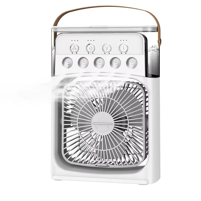 LED Night Light Portable Fan Air Conditioner USB Electric Fan Water Mist Music 3-In-1 Household Air Humidifier
