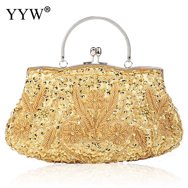 Women Clutch Bags Ladies Beads Evening Bags Wedding Party Bridal Embroidered Handbag Women Solid Retro Small Totes Mini Wallets