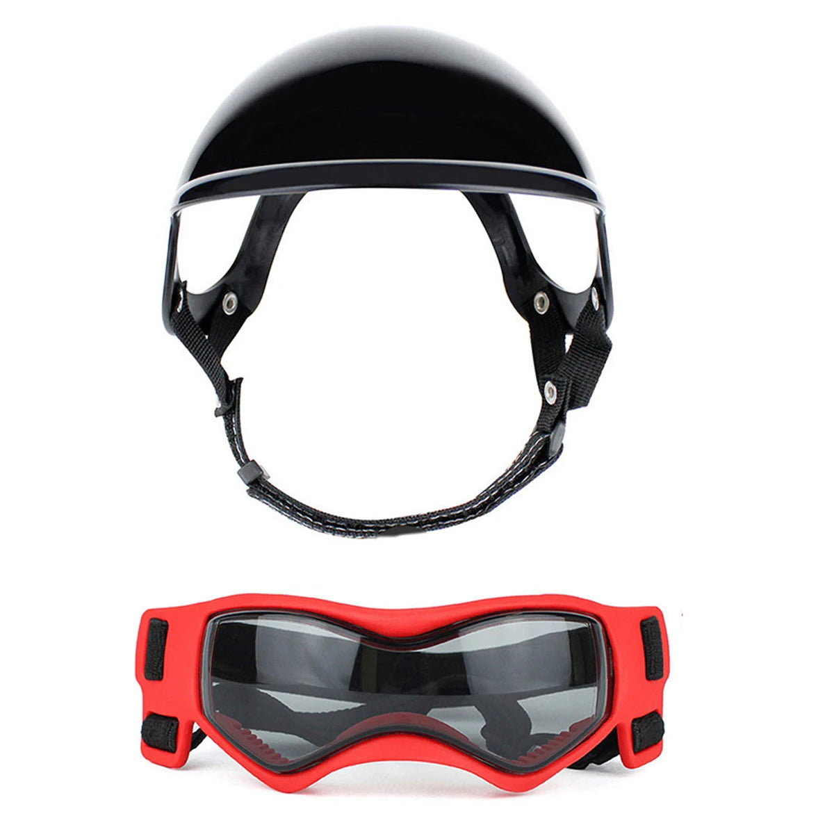 Protective Dog Helmet Goggles Set for Biking, Outdoor Safety Gear - ABS Impact Resistant & Windproof PC Lens
