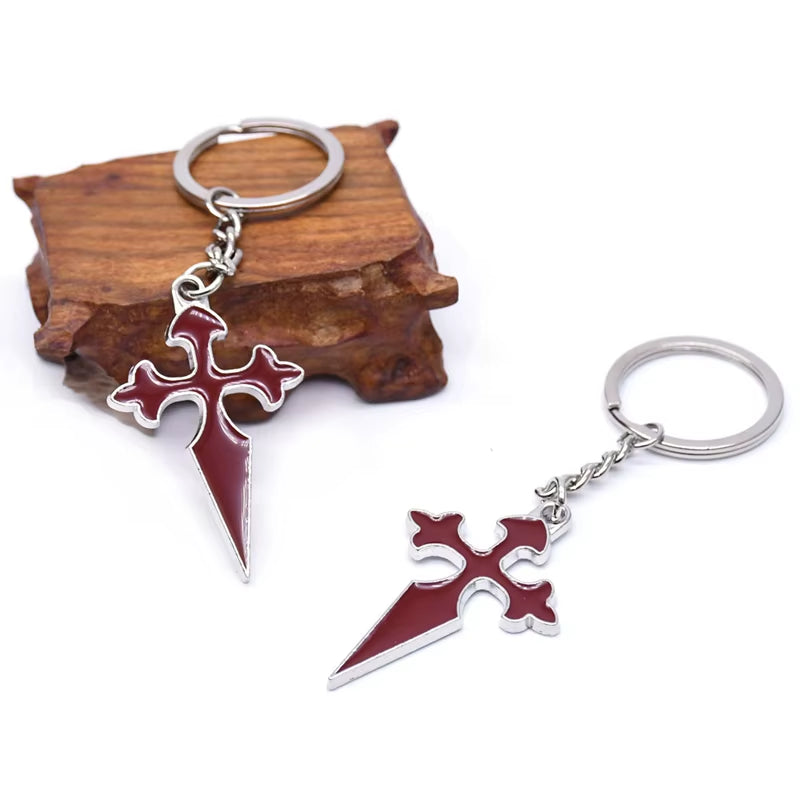 Red Enamel Long Cross Key Chain Christian Jewelry Accessories Gifts