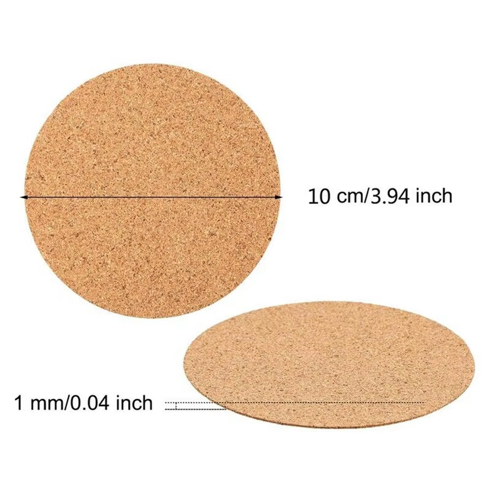 60 Pcs Self Sticker Cork Coasters Cork Mats Cork Backing Sheets 10Cm/3.94 Inches for Coasters Kitchen DIY Desktop Decoration