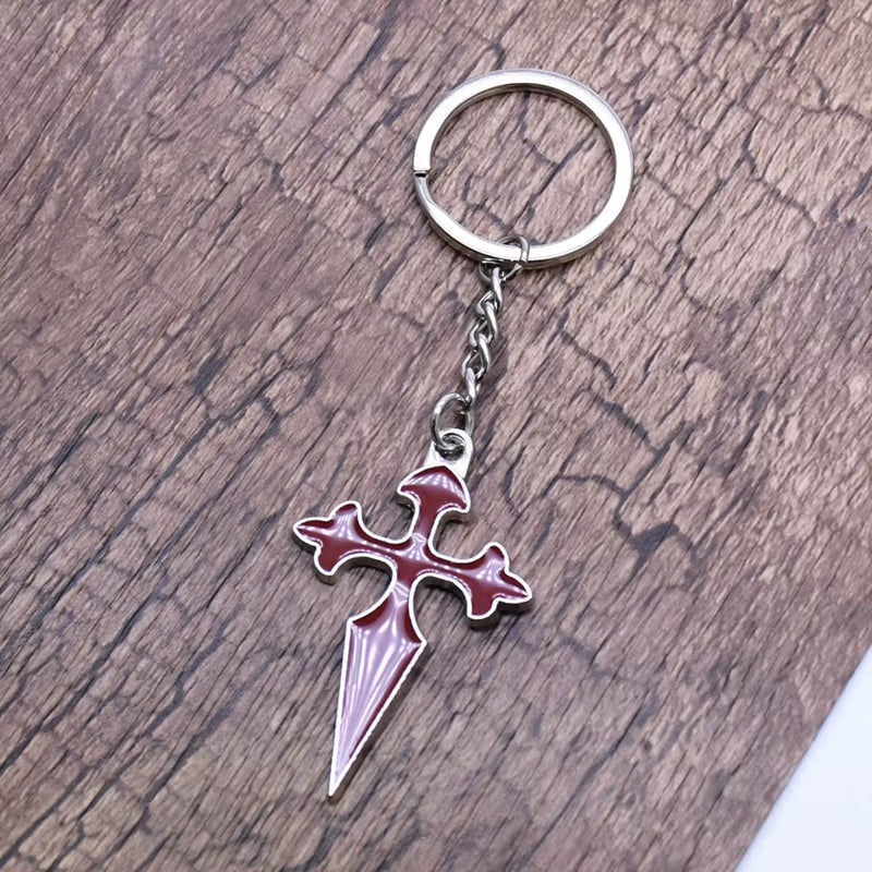 Red Enamel Long Cross Key Chain Christian Jewelry Accessories Gifts