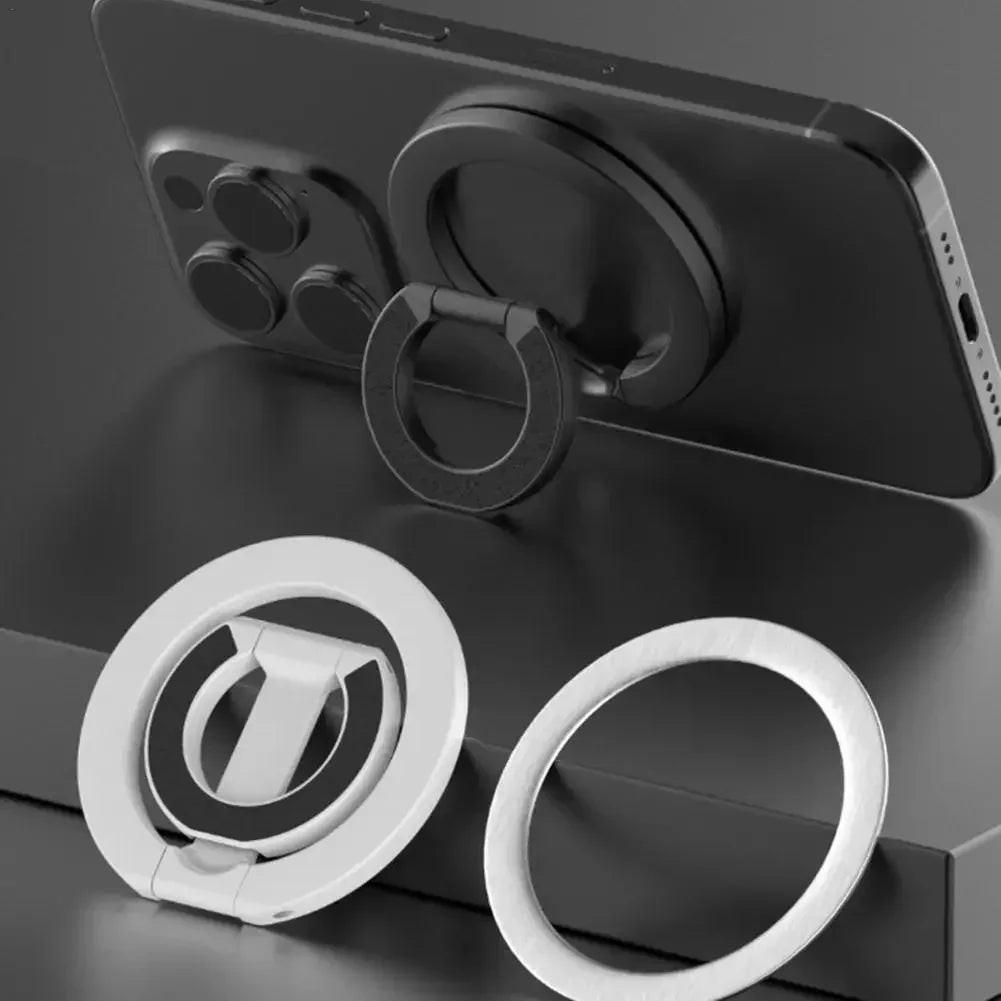 Magnetic Phone Finger Ring Holder Foldable Desktop Stand for Magsafe Iphone 16/15/14/13/12 Pro Max Double-Sided Phone Stand