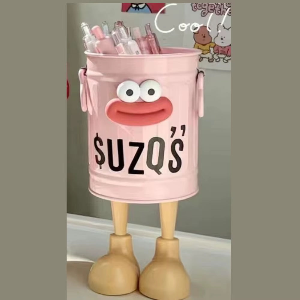 1 Pc Cartoon Pen Holder, Simple Storage Holder, for Office Storage, Desk Storage, Home Study Storage (Random Letter Stickers)