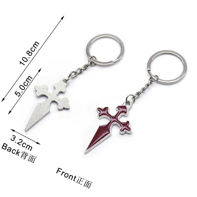 Red Enamel Long Cross Key Chain Christian Jewelry Accessories Gifts