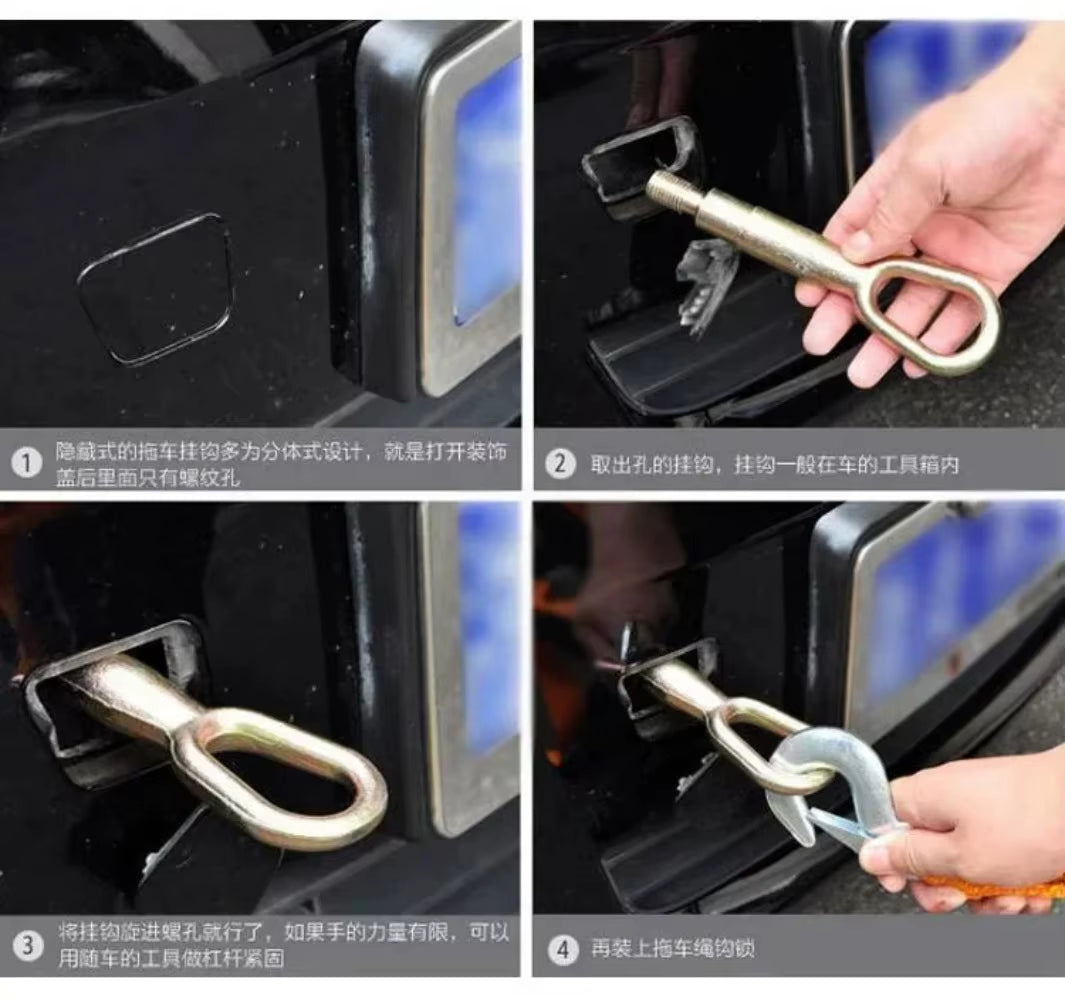 1Pc 4M Car Tow Cable Heavy Duty 5 Ton Trailer Rope Towing Pull Rope Strap Hooks Van Road Recovery Car Accessories