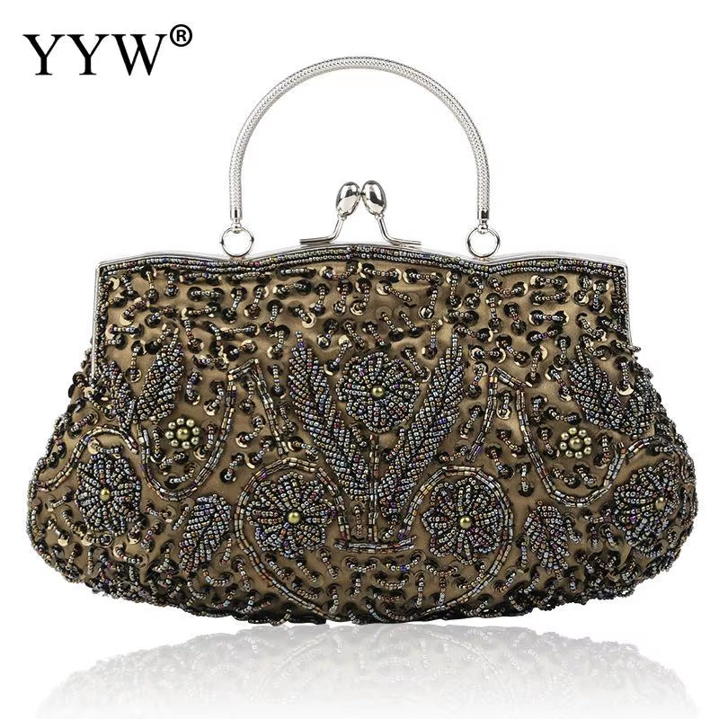 Women Clutch Bags Ladies Beads Evening Bags Wedding Party Bridal Embroidered Handbag Women Solid Retro Small Totes Mini Wallets