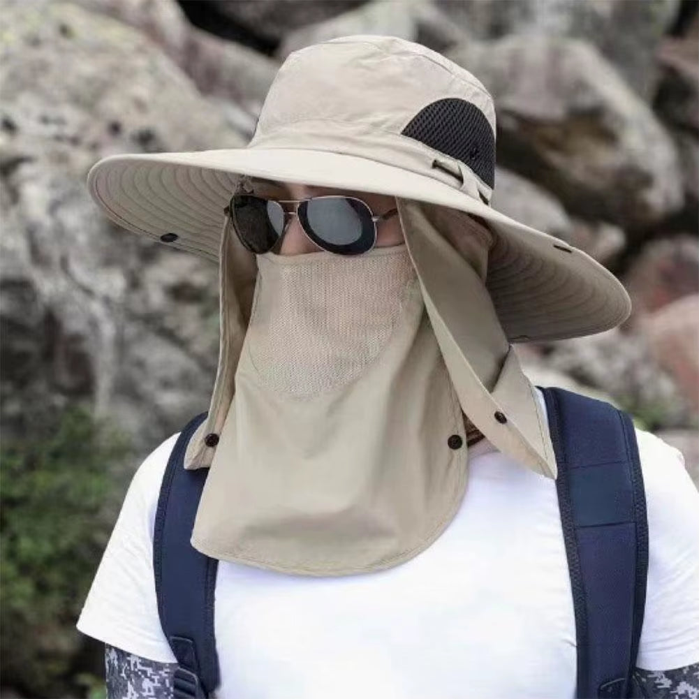 Sunshade Hat Big Eave Hat Mask Fishing Hat Outdoor Work Climbing Hiking Caps Sun Protection Detachable Sun Hat Sports Caps