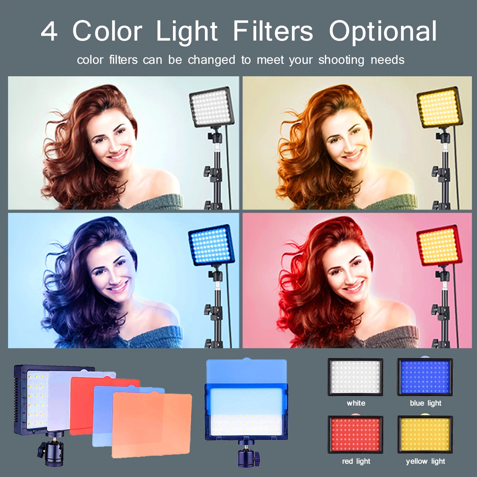 LED Photography Video Light Panel Lighting Photo Studio Lamp Kit with Tripod Stand RGB Filters for Shoot Live Streaming Youbube