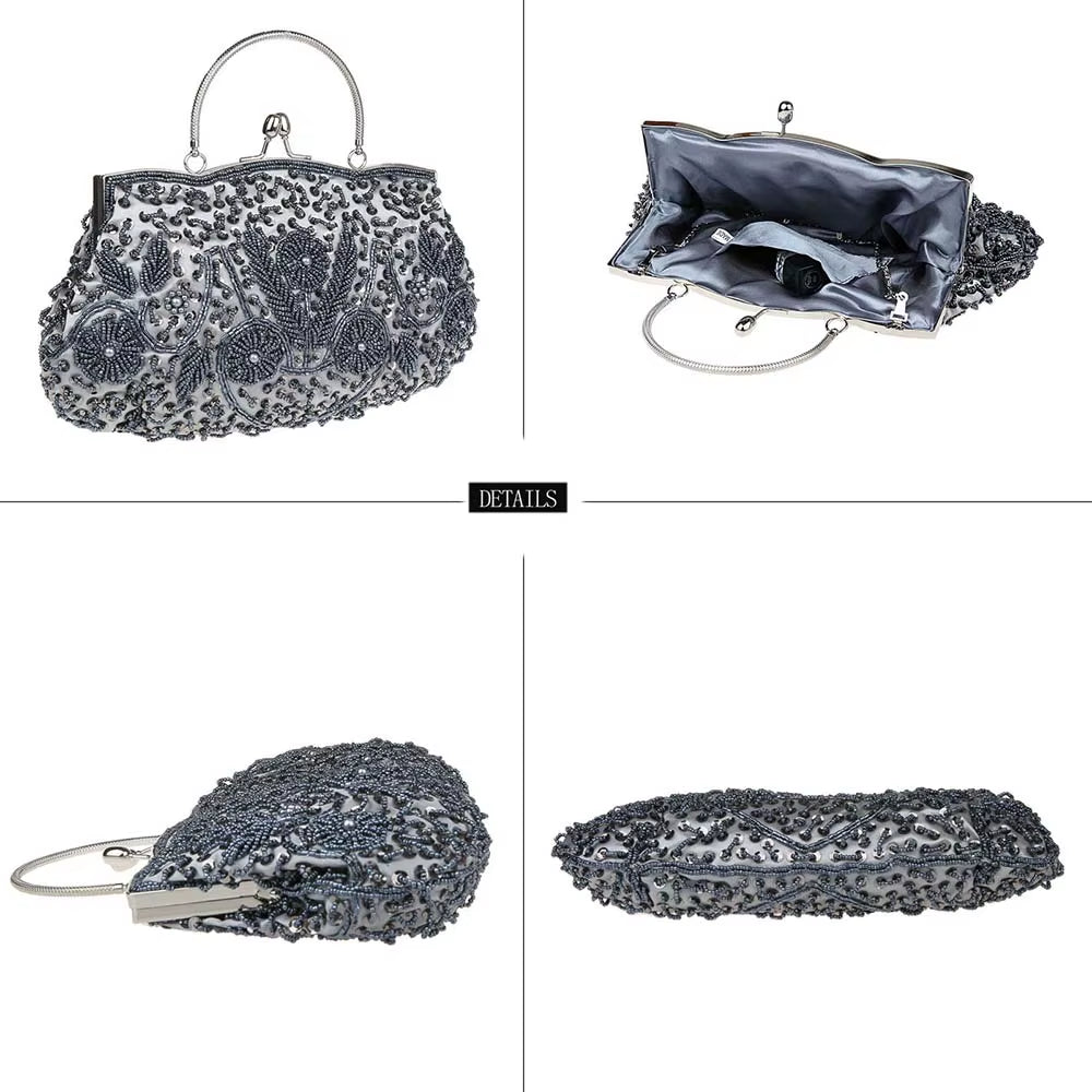 Women Clutch Bags Ladies Beads Evening Bags Wedding Party Bridal Embroidered Handbag Women Solid Retro Small Totes Mini Wallets