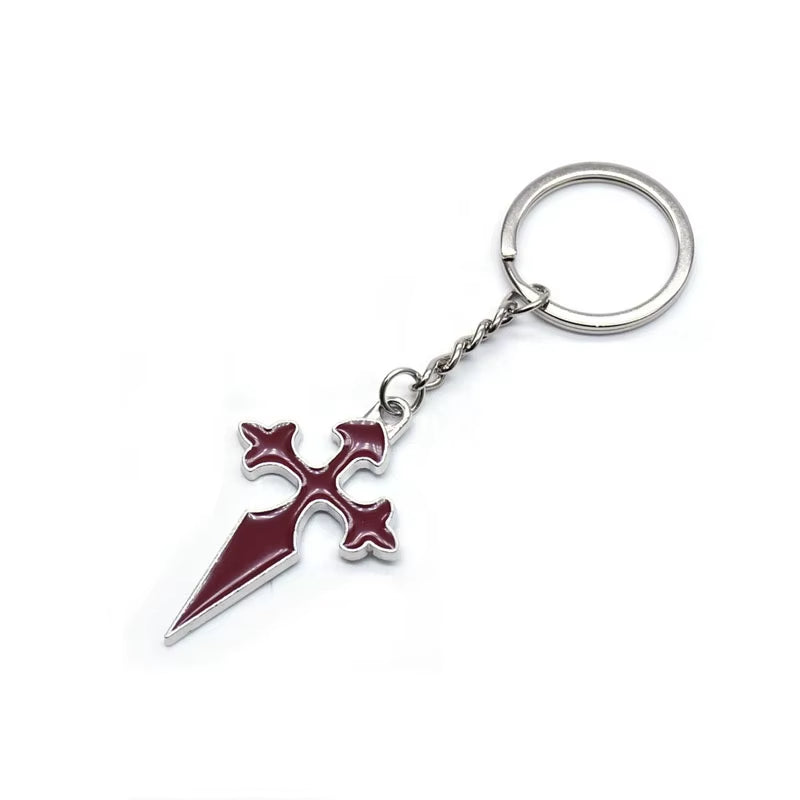 Red Enamel Long Cross Key Chain Christian Jewelry Accessories Gifts