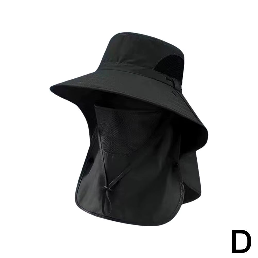 Sunshade Hat Big Eave Hat Mask Fishing Hat Outdoor Work Climbing Hiking Caps Sun Protection Detachable Sun Hat Sports Caps