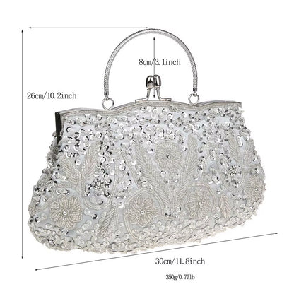 Women Clutch Bags Ladies Beads Evening Bags Wedding Party Bridal Embroidered Handbag Women Solid Retro Small Totes Mini Wallets