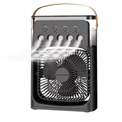 LED Night Light Portable Fan Air Conditioner USB Electric Fan Water Mist Music 3-In-1 Household Air Humidifier