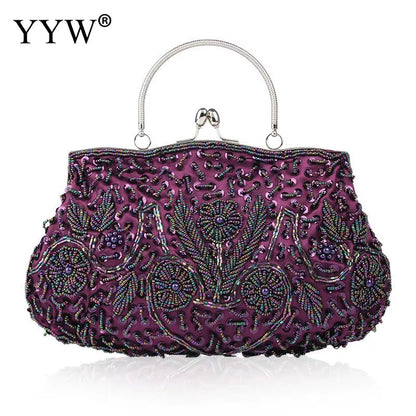 Women Clutch Bags Ladies Beads Evening Bags Wedding Party Bridal Embroidered Handbag Women Solid Retro Small Totes Mini Wallets