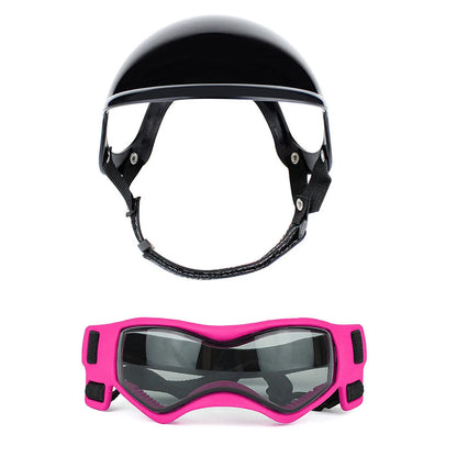 Protective Dog Helmet Goggles Set for Biking, Outdoor Safety Gear - ABS Impact Resistant & Windproof PC Lens