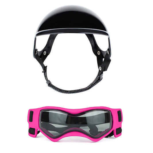 Protective Dog Helmet Goggles Set for Biking, Outdoor Safety Gear - ABS Impact Resistant & Windproof PC Lens