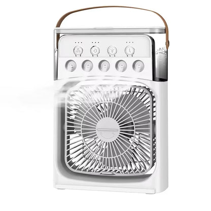 LED Night Light Portable Fan Air Conditioner USB Electric Fan Water Mist Music 3-In-1 Household Air Humidifier