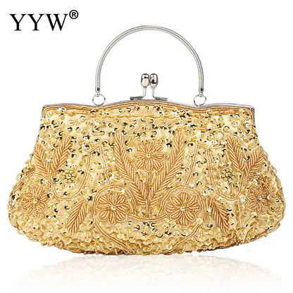 Women Clutch Bags Ladies Beads Evening Bags Wedding Party Bridal Embroidered Handbag Women Solid Retro Small Totes Mini Wallets