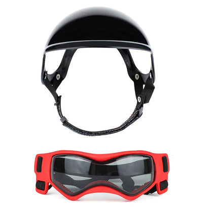 Protective Dog Helmet Goggles Set for Biking, Outdoor Safety Gear - ABS Impact Resistant & Windproof PC Lens
