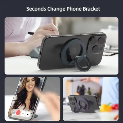 Magnetic Phone Finger Ring Holder Foldable Desktop Stand for Magsafe Iphone 16/15/14/13/12 Pro Max Double-Sided Phone Stand