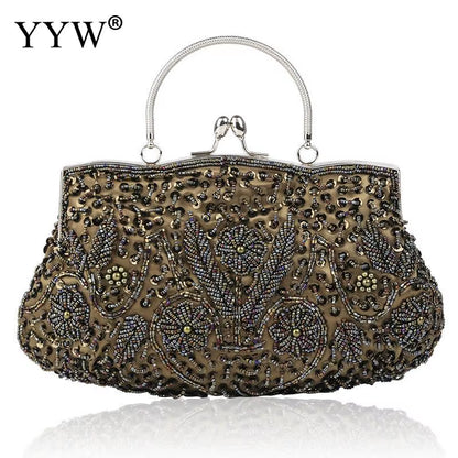 Women Clutch Bags Ladies Beads Evening Bags Wedding Party Bridal Embroidered Handbag Women Solid Retro Small Totes Mini Wallets