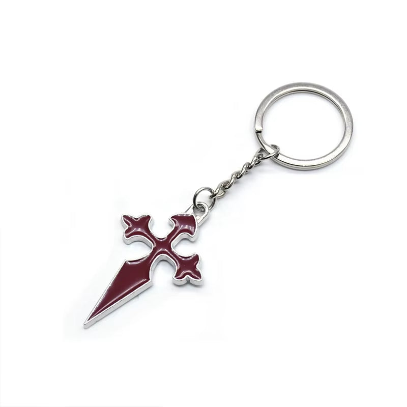 Red Enamel Long Cross Key Chain Christian Jewelry Accessories Gifts