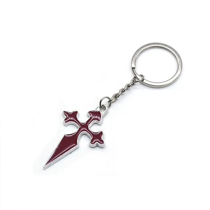 Red Enamel Long Cross Key Chain Christian Jewelry Accessories Gifts