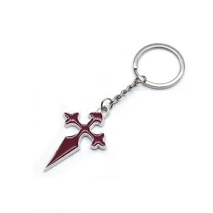 Red Enamel Long Cross Key Chain Christian Jewelry Accessories Gifts